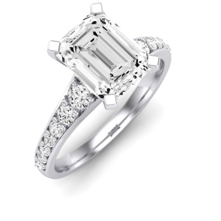 Holly Moissanite Matching Band Only (does Not Include Engagement Ring) For Ring With Emerald Center whitegold