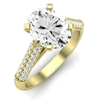 Iberis Moissanite Matching Band Only (does Not Include Engagement Ring) For Ring With Oval Center yellowgold