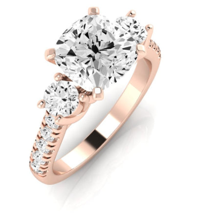 Primrose Moissanite Matching Band Only ( Engagement Ring Not Included) For Ring With Cushion Center rosegold