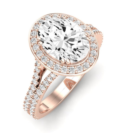 Tea Rose Moissanite Matching Band Only (does Not Include Engagement Ring) For Ring With Oval Center rosegold