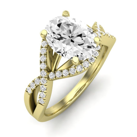 Dianella Moissanite Matching Band Only (does Not Include Engagement Ring)  For Ring With Oval Center yellowgold