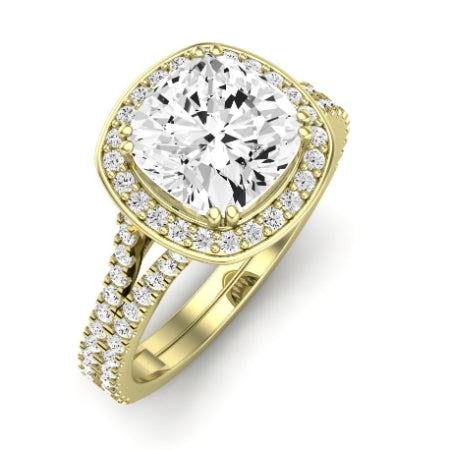 Tea Rose Diamond Matching Band Only (does Not Include Engagement Ring) For Ring With Cushion Center yellowgold