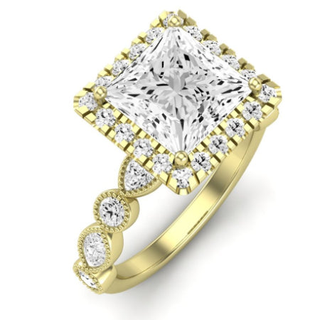 Aubretia Diamond Matching Band Only (does Not Include Engagement Ring) For Ring With Princess Center yellowgold