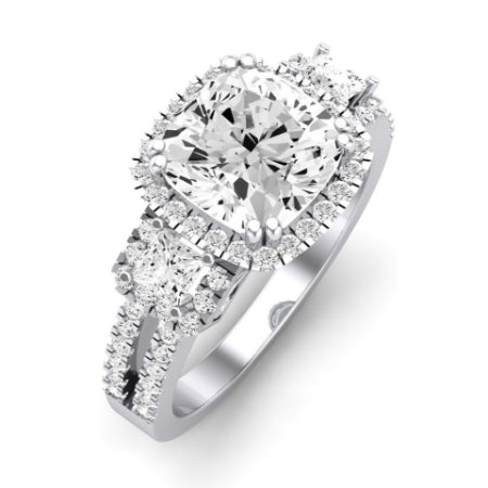 Erica Moissanite Matching Band Only (does Not Include Engagement Ring) For Ring With Cushion Center whitegold