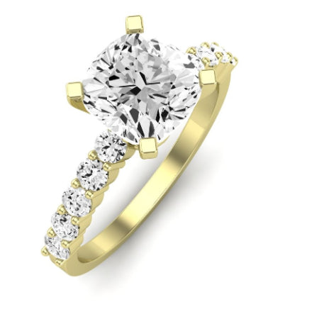 Magnolia Moissanite Matching Band Only (does Not Include Engagement Ring) For Ring With Cushion Center yellowgold