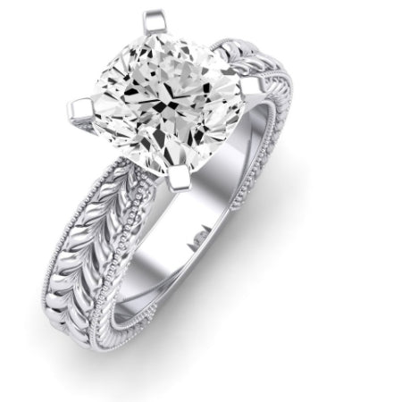 Azalea Moissanite Matching Band Only (does Not Include Engagement Ring) For Ring With Cushion Center whitegold