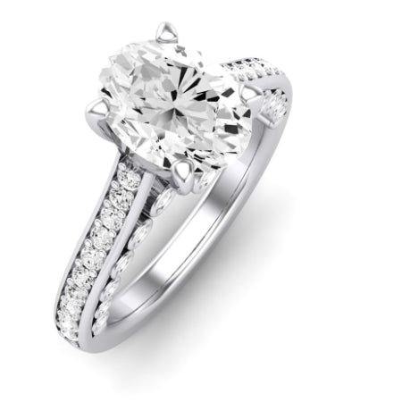 Nala Moissanite Matching Band Only (does Not Include Engagement Ring) For Ring With Oval Center whitegold