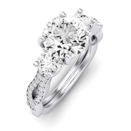 Bottlebrush Moissanite Matching Band Only (does Not Include Engagement Ring) For Ring With Round Center whitegold
