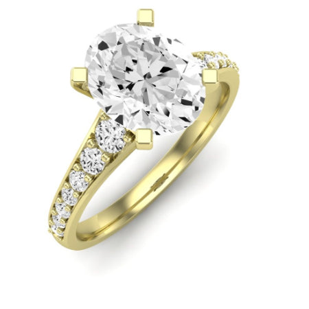 Holly Diamond Matching Band Only (does Not Include Engagement Ring) For Ring With Oval Center yellowgold