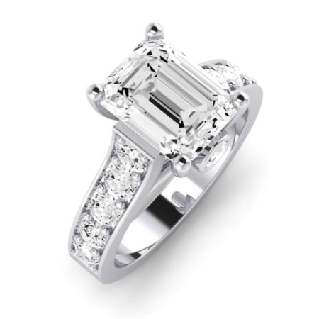 Calluna Moissanite Matching Band Only (does Not Include Engagement Ring) For Ring With Emerald Center whitegold