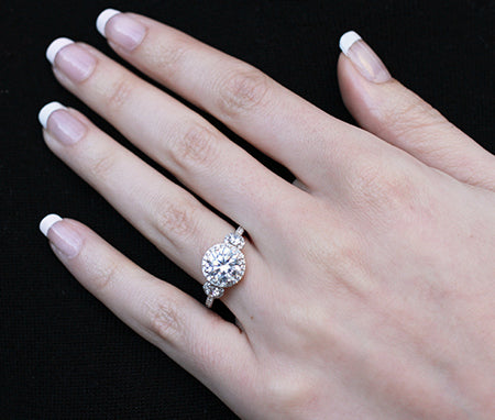 Lunaria Round Moissanite Engagement Ring whitegold