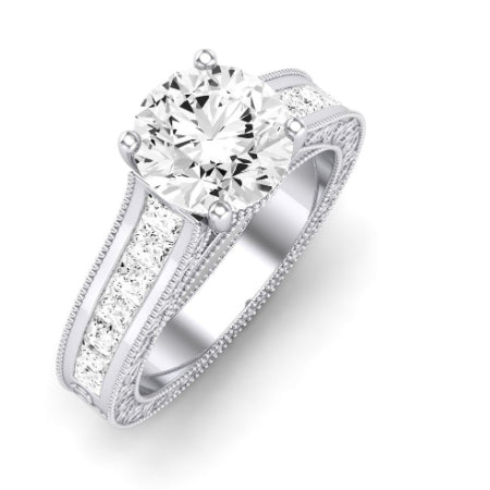 Edelweiss Moissanite Matching Band Only (does Not Include Engagement Ring) For Ring With Round Center whitegold