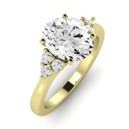 Alyssa Moissanite Matching Band Only (does Not Include Engagement Ring) For Ring With Oval Center yellowgold