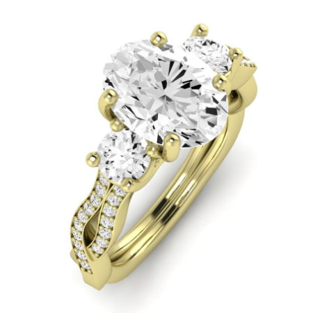 Bottlebrush Moissanite Matching Band Only (does Not Include Engagement Ring) For Ring With Oval Center yellowgold