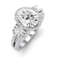 Erica Moissanite Matching Band Only (does Not Include Engagement Ring) For Ring With Oval Center whitegold