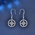 Sally Round Pearl & Moissanite Dangling Earrings whitegold