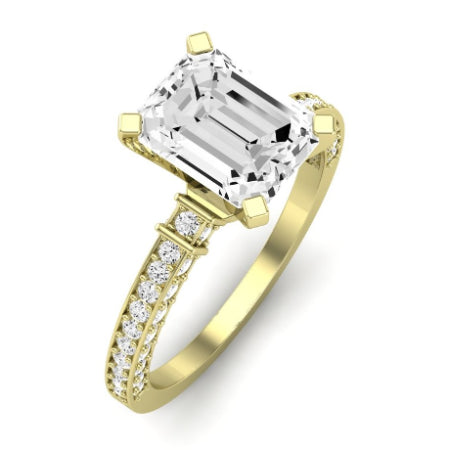 Daphne Diamond Matching Band Only ( Engagement Ring Not Included) For Ring With Emerald Center yellowgold