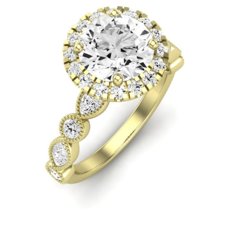 Aubretia Diamond Matching Band Only (does Not Include Engagement Ring) For Ring With Round Center yellowgold