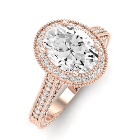 Wallflower Moissanite Matching Band Only ( Engagement Ring Not Included) For Ring With Oval Center rosegold