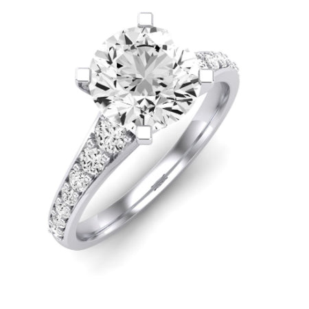 Holly Moissanite Matching Band Only (does Not Include Engagement Ring) For Ring With Round Center whitegold