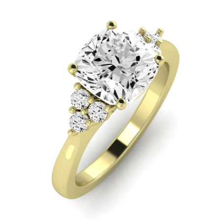 Alyssa Moissanite Matching Band Only (does Not Include Engagement Ring) For Ring With Cushion Center yellowgold