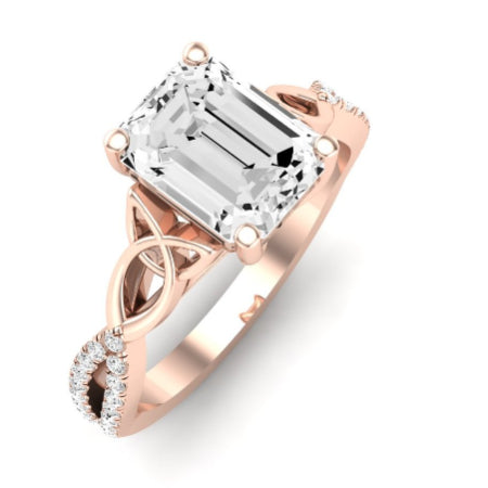 Pavonia Moissanite Matching Band Only (does Not Include Engagement Ring)  For Ring With Emerald Center rosegold