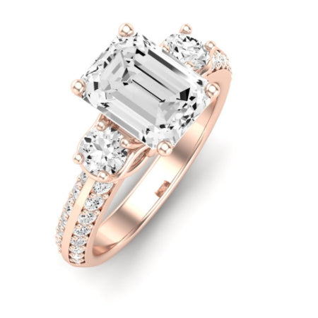 Thistle Diamond Matching Band Only ( Engagement Ring Not Included) For Ring With Emerald Center rosegold