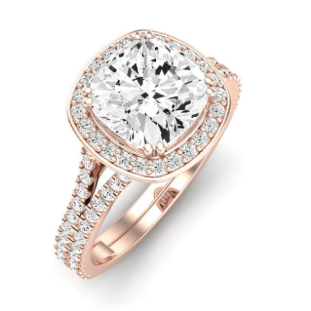 Tea Rose Moissanite Matching Band Only (does Not Include Engagement Ring) For Ring With Cushion Center rosegold