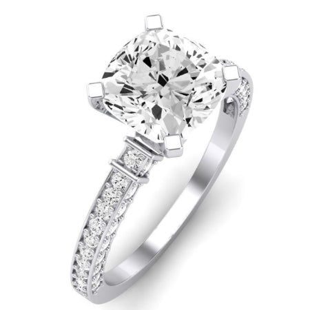 Daphne Moissanite Matching Band Only (does Not Include Engagement Ring)  For Ring With Cushion Center whitegold
