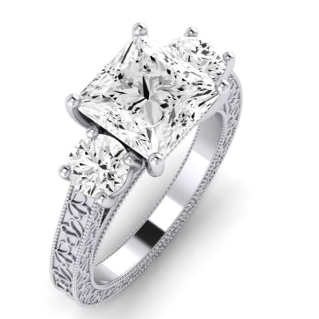 Belladonna Moissanite Matching Band Only (does Not Include Engagement Ring) For Ring With Princess Center whitegold