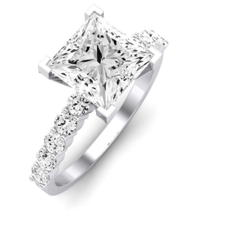 Magnolia Diamond Matching Band Only (does Not Include Engagement Ring) For Ring With Princess Center whitegold