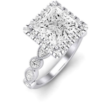 Aubretia Moissanite Matching Band Only (does Not Include Engagement Ring) For Ring With Princess Center whitegold
