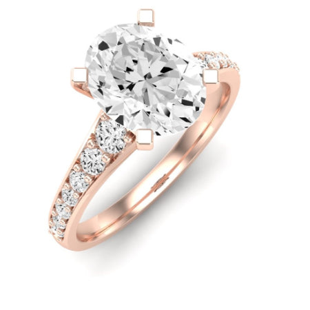 Holly Moissanite Matching Band Only (does Not Include Engagement Ring) For Ring With Oval Center rosegold