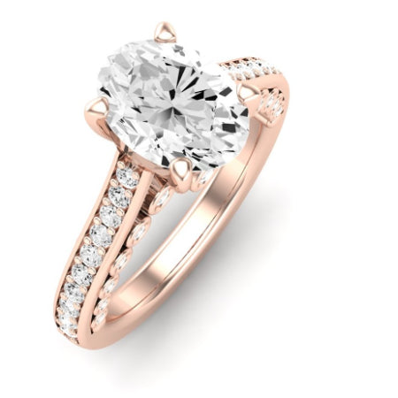 Nala Moissanite Matching Band Only (does Not Include Engagement Ring) For Ring With Oval Center rosegold