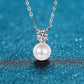 Queen Moissanite & Pearl Necklace whitegold