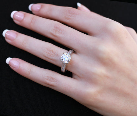 Yarrow Round Moissanite Engagement Ring whitegold