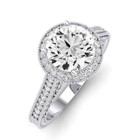 Wallflower Moissanite Matching Band Only (does Not Include Engagement Ring) For Ring With Round Center whitegold