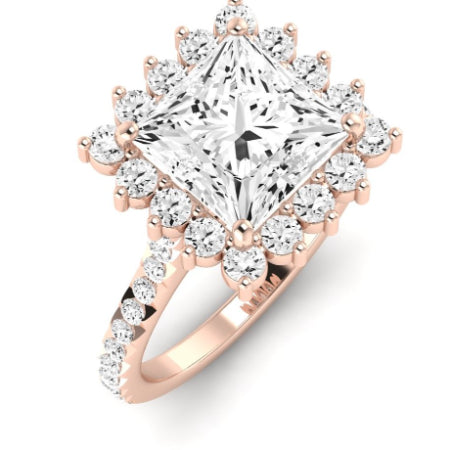 Gazania Moissanite Matching Band Only (does Not Include Engagement Ring) For Ring With Princess Center rosegold