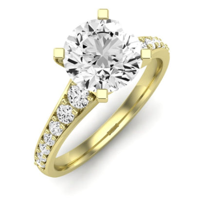 Holly Moissanite Matching Band Only (does Not Include Engagement Ring) For Ring With Round Center yellowgold