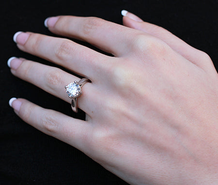 Gardenia Round Moissanite Engagement Ring whitegold