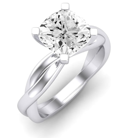 Baneberry Moissanite Matching Band Only (does Not Include Engagement Ring)  For Ring With Cushion Center whitegold