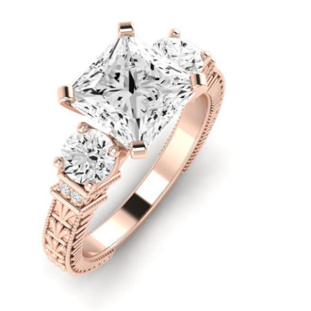 Angelonia Moissanite Matching Band Only (does Not Include Engagement Ring) For Ring With Princess Center rosegold