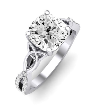 Pavonia Moissanite Matching Band Only (does Not Include Engagement Ring)  For Ring With Cushion Center whitegold