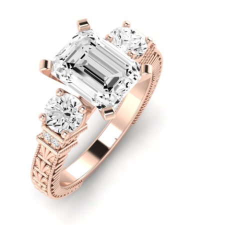 Angelonia Diamond Matching Band Only (does Not Include Engagement Ring) For Ring With Emerald Center rosegold