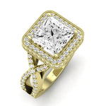 Clover Moissanite Matching Band Only ( Engagement Ring Not Included) For Ring With Princess Center yellowgold