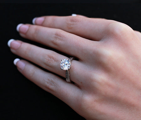 Azalea Round Moissanite Engagement Ring whitegold