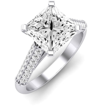 Iberis Moissanite Matching Band Only (does Not Include Engagement Ring) For Ring With Princess Center whitegold