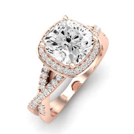 Moonflower Diamond Matching Band Only ( Engagement Ring Not Included) For Ring With Cushion Center rosegold