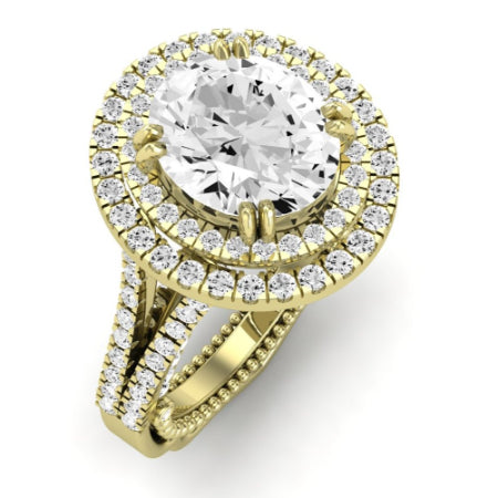 Lupin Moissanite Matching Band Only (does Not Include Engagement Ring)  For Ring With Oval Center yellowgold