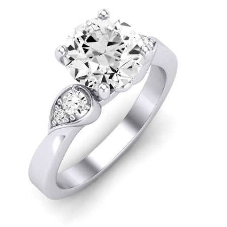 Hibiscus Diamond Matching Band Only (does Not Include Engagement Ring)  For Ring With Round Center whitegold